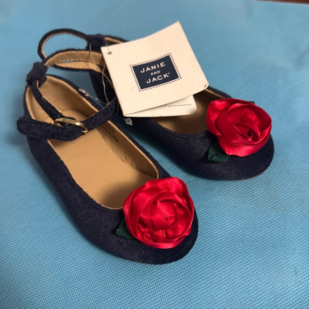 Janie & Jack velvet rose flat